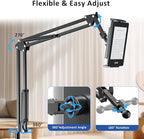 Floor Stand for Kindle Reading in Bed with Remote Page Turner, Hands Free Tablet Arm Holder for Kindle Accessory, Compatible with iPhone Paperwhite eReader Tablet 4.5-12.9 inch (kt-sd2)