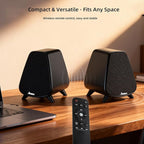AS31 Active Bookshelf Speakers – 80W RMS 2-Way Stereo / 3″ Long-Stroke Woofer & 20 mm Silk Dome Tweeter – Bluetooth 5.3, RCA + Optical Inputs, Sub-Out & Remote Control – Wooden（Black）