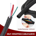 Black Braided Cable Management Sleeves Wire Loom Tubing Cord Protector Self-Wrapping (3/8"-30Feet)