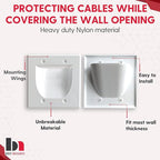 BestMounts - 144 Pack In Wall Cable Management TV Cord Hider for Wall Mounted TV - Recessed Wall Plates Cable Pass Through - Dual Gang Behind Wall Cable Management up to 8-10 Low Voltage Cords