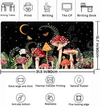 Ferns Leaves Cute Mushrooms Desk Mat Kawaii Green Plants Mouse Pad Xl Mat Large Gaming Desk Pad For Desk Decor Laptop Computer Keyboard Pad Desk Home Office For Women With Stitched Rounds 31.5x15.7 In