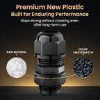 QILIPSU 10pcs M12L Long Thread Cable Gland Waterproof IP68 Nylon Strain Relief Cord Grip Cable Pass Through Wire Connector