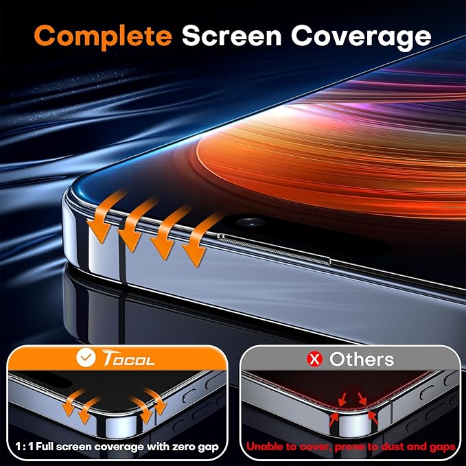 TOCOL for iPhone 14 Pro Privacy Screen Protector True 25°Anti Spy 9H+ Hardness Tempered Glass for iPhone 14 Pro Full Coverage Screen Protector Easy Installation 2 Pack