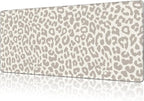 Mouse Pad Large Leopard Print Non-Slip Gaming Desk Mat with Stitched Edge Laptop Keyboard Desk Pad for Work Home Gaming (35.4 x 15.7 Inches)
