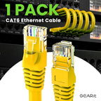 GEARit Cat 6 Ethernet Cable (1-Pack 1 Foot) Cat6 Network Patch, 10Gbps, RJ45, Snagless Cord, Gold-Plated Connectors, Internet for PC, TV, Tablet, Router, Printer, Servers, IT Data Center - Yellow