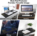 Galdas Gaming Mouse Pad XXL XL Large Long Extended Big Mousepad Non-Slip Rubber Keyboard Mouse Pad with Stitched Edges for Laptop Home Office (31.5x11.8x0.08 Inch) … (Grid)