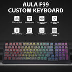 Aula F99 Keyboard Wireless Mechanical Keyboards Computer Bluetooth Gaming Keyboard Creamy Full Size Hot Swappable Custom RGB Backlit with 8000mAh Battery, Tri-Mode BT5.0/2.4GHz/USB-C (Gradient Grey)