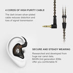 BASN in Ear Monitor Headphones for Musicians, Bsinger 2nd Generation Sound Isolating Earphones with Dual Dynamic Drivers Detachable MMCX Cable (Brown)…