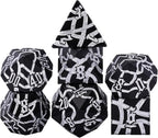 D&D Stripe Dice Set,Black Metal Dungeons and Dragons Dice Set with Box, Crack Polyhedral Dice for RPG Board Games (Matte Black Silver)