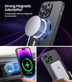 Magnetic for iPhone 14 Pro Max Case [Compatible with MagSafe][Built-in Camera Lens Protector] Slim Soft TPU Bumper Shockproof Metallic Luster Phone Case (Black)