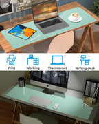 Leather Desk Pad Protector, Large Desk Mat, Mouse Pad, Non-Slip PU Leather Desk Blotter,Desk Cover mat,Desk mat for Keyboard and Mouse,Mat for Office&Home (Turquiose, 48" x 17")