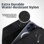 Turtleback Belt Clip for iPhone 16 Pro, 16e, 15 pro 14 Pro 13 Pro -Small- Fits w/Slim MagSafe Style Cases - Premium Black Nylon, Horizontal Belt Holder, Magnetic Closure, HD Rotating Belt Clip