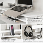Fenge Dual Monitor Stand, Monitor Riser for 2 Monitors with Adjustable Laptop Riser , 42.5 Inch Desk Shelf for Top of Desk with Phone Holder& Headphone Stand