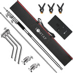 LOMTAP C Stand Light Stand Stainless Metal Photography Kit - Heavy Duty 10.8ft/330cm Vertical Pole, 4.2ft/128cm Boom Arm, Adjustable Base, Water Sandbag, 2 Grip Heads, 3 Clips for Softbox, Reflector