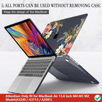 CISSOOK Compatible with MacBook Air 13.6 Inch Case 2025 2024 2023 2022, Plastic Hard Shell Case with Keyboard Cover for MacBook Air 13.6 M2 M3 M4 Chip A2681 A3113 A3240 Model, Retro Flower