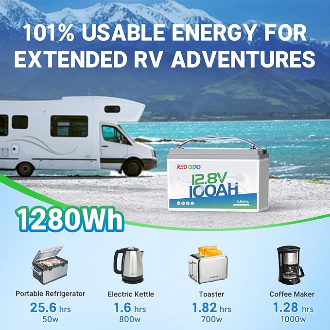 Redodo 3 Pack 12V 100Ah Lithium LiFePO4 Battery, Group 31 Battery Built in 100A BMS, Up to 15000 Cycles, 10 Years Lifetime, Perfect for RV, Off Grid, Solar, Marine, Trolling Motor