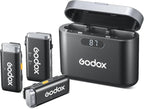 GODOX Wireless Lavalier Microphone for iPhone/Android Phone with Noise Cancellation(2 TX + 1 RX + Charging Case),Mini Mic for DSLR Cameras/PC/Live Streaming,200m/656ft,with Battery Level Display