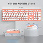 KNOWSQT Wireless Keyboard and Mouse Combo - White-Orange Full-Sized 2.4 GHz 104 Keys Typewriter Cute Keyboard, Round Keycap and Optical Mouse for Windows, Computer, PC, Laptop, Desktop