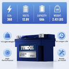 TYKOOL YT12A-BS 360CCA,3X Cranking Amps,5X Life,High Performance LiFePO4 Lithium Motorcycle Battery,Fits for 1000cc Aprillia and Suzuki,Husqvarna 701 Vitpilen,KTM Adventure and Duke,People GT Scooter