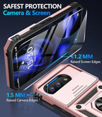 Taisairu for Google Pixel 9A Case with Screen Protector & Slide Camera Lens Cover, Built-in 360°Rotate Magnetic Ring Stand Shockproof Protective Phone Case for Google Pixel 9A Case (Rose Gold)