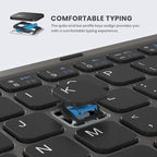 Foldable Bluetooth Keyboard, Portable Full Size Folding Keyboard with Large Touchpad, Numeric Keypad, PU Leather, Wireless TravelKeyboard for Windows iOS Android Mac(Grey)