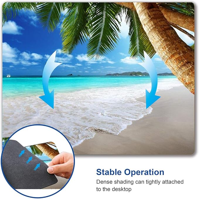 Beach Mouse Pad, Coconut Trees Design Mouse Pad, Nature Mousepads, Custom Gaming Mouse Pads Non-Slip Rubber MousePads for Computers Laptop Office