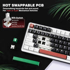YUNZII B75 PRO Wireless Mechanical Keyboard,75% Layout with Knob,Hot Swap Gasket Custom Structure,Creamy Pre-lubed Switches,RGB Backlit,Bluetooth/Type-C/2.4G for Win/Mac(Milk Switch,Black)