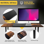 Dual-Monitor-Stand-Riser-For-Desk Adjustable Length 32-40 Inch, Large Desktop Computer Monitor Riser For 2 Screens, Desk Shelf Organizer Riser Stand For Computer/Laptop/PC/Printer/TV Brown