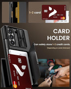 Vihibii for Samsung Galaxy Z Fold 6 Case with Belt Clip Holster & Card Holder & Slide Camera Cover & Hinge Protection & Screen Protector, Shockproof Rugged Wallet Case for Galaxy Z Fold 6, Black