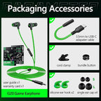 Gaming Earbuds Wired, USB C & 3.5mm Dual Plug in Ear Headphones with Mic and Volume Control for Small Ears, Stereo Bass Noise Isolating Earphones for PC/PS4/PS5/Xbox Series/Switch/Sleep/Sport/Workout