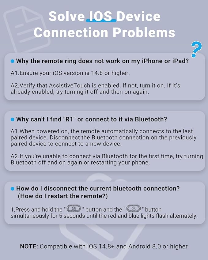 TikTok Scrolling Ring Remote Control, Camera Shutter Remote, Wireless Bluetooth Scrolling Ring for iPhone, iPad, iOS, Android - White