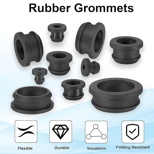 PATIKIL 24mm / 15/16 Inch Drill Hole,3/4 Inch ID Rubber Grommets, 3Pcs Top Hat Grommet for Wiring Eyelet Ring Gasket Automotive Firewall Cable Hole Plugs Wires Protection, Black