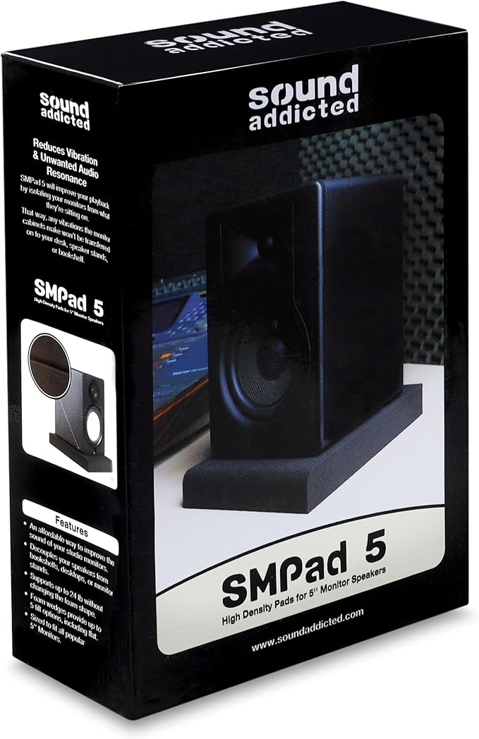 Sound Addicted - Studio Monitor Isolation Pads for 5 Inch Monitors, Pair of Two High Density Acoustic Foam which Fits Most Speaker Stands | SMPad 5