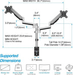 AVLT Dual 13"-27" Stacked Monitor Arm Desk Mount - Fits Two Flat/Curved Monitors, Full Motion Height Swivel Tilt Rotation Adjustable - VESA/C-Clamp/Grommet/Cable Management