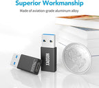 [10Gbps] USB C Female to USB Male Adapter (2-Pack), 3.1 USB A to USB C Adapter, XAOSUN One-Sided SuperSpeed Data Sync & 100W Fast Charging For iphone 15 Plus Pro Max, Laptop, Charger, Quest Link, etc.