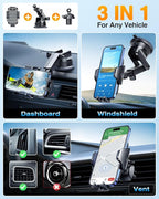 VANMASS [Pro Version] Universal Car Phone Mount [2025 Super Suction Cup] Phone Holder for Car, Cell Phone Car Mount for Windshield Dash Vent Truck Stand for iPhone 16 Pro Max 15 14 13 Samsung Android
