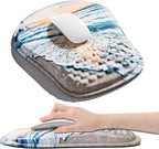 Mouse Pad with Wrist Rest, Ergonomic Mousepads with Wrist Support, Soft Lycra Fabric Memory Foam Office Desk Accessories for Comfort/Pain Relief/PC Gaming/Computer/Laptop (Seaside Sunset)