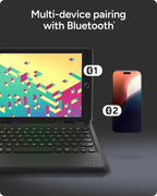 ZAGG Rugged Book Detachable Case and Magnetic-Hinged Keyboard for iPad Air, iPad Air 2, iPad 9.7, iPad 9.7 Pro - Multi-Device Bluetooth Pairing, Backlit Keyboard - USB-C to USB-C Cable Included, Black
