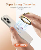 GVIEWIN Magnetic Phone Ring Holder, Compatible with MagSafe Phone Grip with Adjustable Stand, Magnet Phone Ring Kickstand for iPhone 16 Pro Max/Plus/15/14/13/12 Series/Other Phones (Pearlescent)