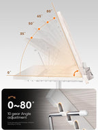 2 in 1 Adjustable Book Stand - Dual-Use Floor and Desktop Book Holder Stand, Height Adjustable 23.5-52 in, Elastic Page Clips for Music Sheet, Recipe, Tablet, Laptop-White