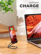 A-LuGei 𝗙𝗼𝗹𝗱𝗮𝗯𝗹𝗲 & 𝗔𝗱𝗷𝘂𝘀𝘁𝗮𝗯𝗹𝗲 Cell Phone Ring Holder Stand, Phone Kickstand for Desk, Cell Phone Holder for Hand, Ring for Back of iPhone, Metal Phone Grip for Magnetic Car Mount