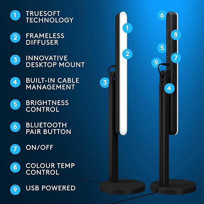Logitech G Litra Beam Premium LED Gaming Key Light + G735 Wireless Gaming Headset Bundle