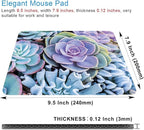 Succulents Mouse Mat, Waterproof Mouse Pad Non-Slip Rubber Base For Office Laptop, 9.5"x7.9"x0.12" Inch