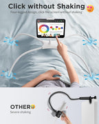 SAIJI iPad Stand, Adjustable Ergonomic Tablet Holder for Bed, Kindle Stand for Reading in Bed Fit for Tablet, Phone, Kindle, Portable Monitor, Switch and More 4.7"-17.3" Devices (White)