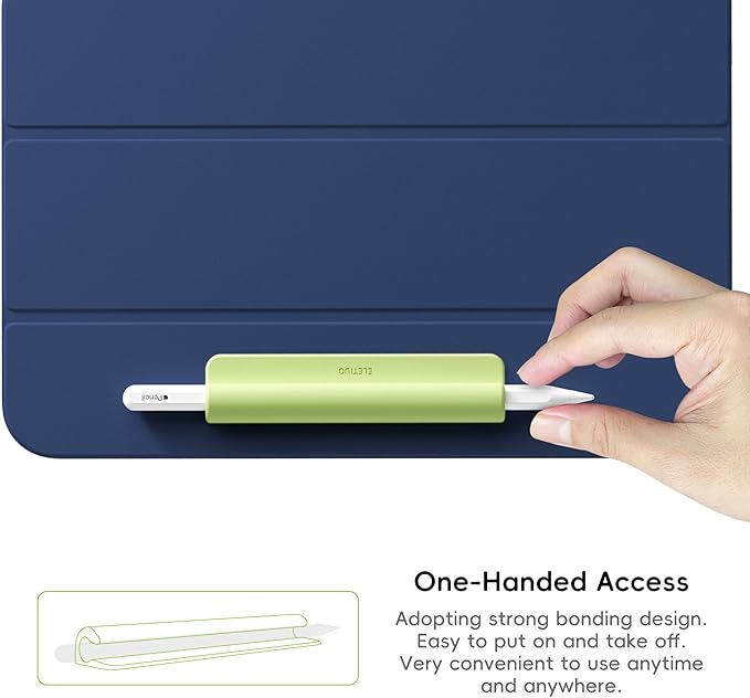 ELETIUO 3 Pack Silicone Pencil Holder Sleeve,Compatible with Apple Pencil (USB-C),Apple Pencil 1st/ 2nd Generation,Strong Adhesive Sticky Attached to iPad Case for Stylus Pens,White,Black,Green