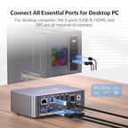 AV Access Docking Station Dual Monitor for Laptop & Desktop, USB-C Charge, Aluminum, KVM Switcher for 2 Computers with Ethernet, EDID, 4K@60Hz/2K@144Hz/1080P@240Hz, 3xUSB 3.0, Power Supply, Audio, SD