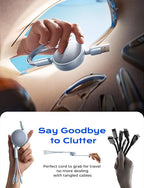 LISEN Multi Charging Cable 3 in 1 iPhone 16 Charger Cord, Retractable Car Charger Type C Cable, Retractable iPhone Charger Cord with Type C/L/Micro USB for iPhone/Samsung/PS/Kindle,Blue
