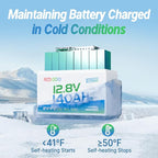 Redodo 12V 140Ah Dual Purpose Lithium Marine Battery, 1000CCA Group 31 Bluetooth Starting Battery with Self Heating, 3 Pack