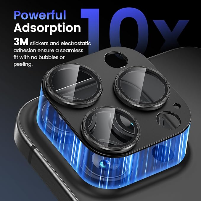 Tensea for iPhone 16 Pro/iPhone 16 Pro Max/iPhone 15 Pro/iPhone 15 Pro Max Camera Lens Protector, Metal Aluminum Alloy Tempered Glass Cover Camera Screen Protector Accessories, Case Friendly