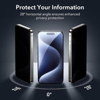 ESR 3 Pack for iPhone 15 Pro Max Privacy Screen Protector, Anti-spy Tempered-Glass Privacy Screen Protector, Micro-curved Edges, Case Friendly